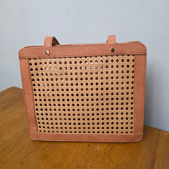 ANTIK KRAFT Tan Ratten Woven Tote Purse Bag Matching removable Clutch and Strap - Picture 2 of 10